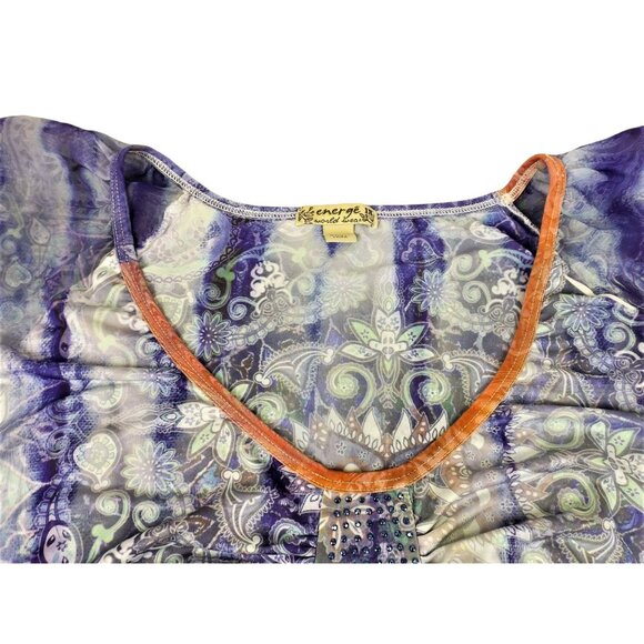 Womens Top Summer Multi-Colored Tie Dye Babydoll Short Sleeve Size 1X JH1039 - Picture 3 of 3